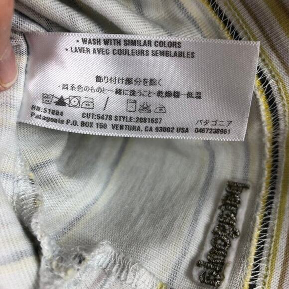 Patagonia Men's Golf Polo Size M Striped White Gold Black Golf Vacation Casual - Picture 7 of 8